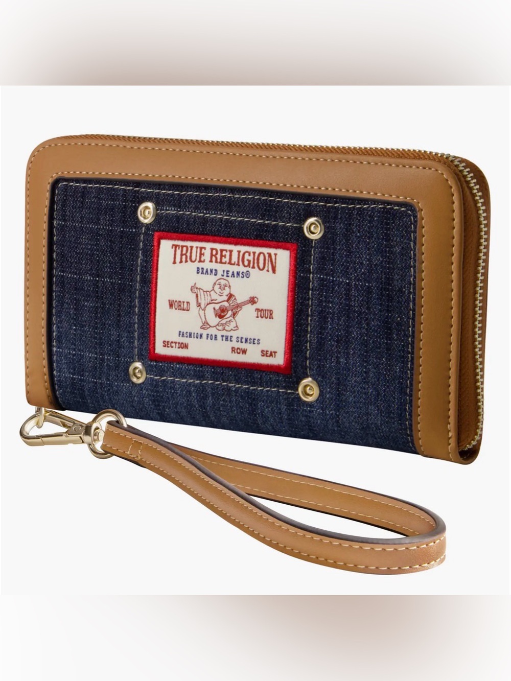 True Religion Buddha Patch Denim Wallet/Wristlet - Picture 3 of 7
